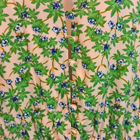 Chelsea & Violet pink/green tropical ruffle sleeve crop top/blouse size XL - Picture 4 of 9